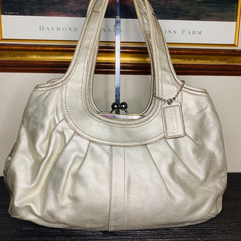 COACH Metallic Leather Tote Bag